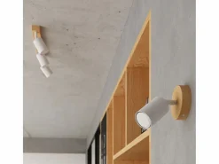 Hot Sollux Lighting Lámparas de pared Flare moderno de acero/madera - 1 fuentes luminosas 3000K - L.16 x A.16 cm - madera blanca Blanco