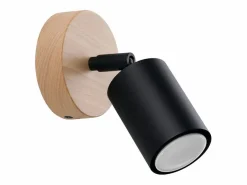 Sollux Lighting Lámparas de pared Flare moderno de acero/madera - 1 fuentes luminosas 3000K - L.16 x A.16 cm - madera negra