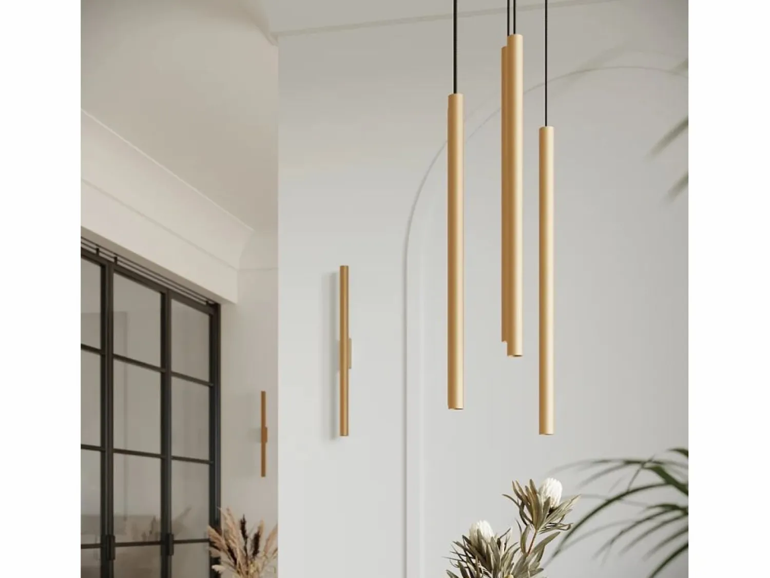 New Lámparas De Pared Pastelo Moderno De Acero - 2 Fuentes Luminosas - L.2,5 X A.50 Cm - Aplique Para Pared