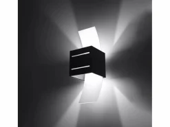 New Sollux Lighting Lámparas de pared Solenix moderno de aluminio/vidrio - 1 fuentes luminosas 4000K - L.10 x A.30 cm - Negro