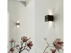 New Sollux Lighting Lámparas de pared Solenix moderno de aluminio/vidrio - 1 fuentes luminosas 4000K - L.10 x A.30 cm - Negro