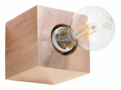 Sale Lámparas de pared Zxina escandinavo de madera - 1 fuentes luminosas 3000K - L.10 x A.10 cm - madera natural Aplique Para Pared