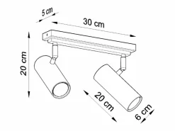 Sollux Lighting Lámparas de techo Invicta moderno de acero - 2 fuentes luminosas 4000K - L.30 x A.20 cm -