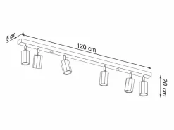 Lámparas de techo Xenor escandinavo de madera - 6 fuentes luminosas 3000K - L.120 x A.20 cm - roble Plafón