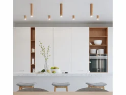 Lámparas de techo Xenor escandinavo de madera - 6 fuentes luminosas 3000K - L.120 x A.20 cm - roble Plafón