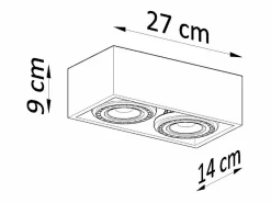 New Sollux Lighting Lámparas de techo Zentra industrial de concreto - 2 fuentes luminosas 4000K - L.27 x A.9 cm - Gris