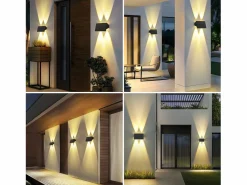 Best Lámparas solares para pared exterior - 2 luces solares de pared para exterior, luces de pared para exterior, luz exterior, blanco cálido Iluminación Exterior
