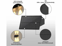 Discount Lámparas solares para exteriores - 4 apliques solares de pared para exteriores, luz blanca cálida Iluminación Exterior
