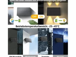 Discount Lámparas solares para exteriores - 4 apliques solares de pared para exteriores, luz blanca cálida Iluminación Exterior