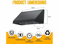 NETTLIFE Lámparas solares para exteriores - Aplique solar de pared para exteriores luces LED de pared para exteriores blanco cálido de 3000 K 2 modos