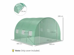 Clearance Lona de repuesto para invernadero túnel, PE resistente a los rayos UV, impermeable, con 6 ventanas y puerta enrollable, (300x300x200cm) Invernadero De Jardín