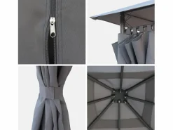 Outlet Sweeek Lona de techo + cortinas para pergola elusa 3x3m Gris