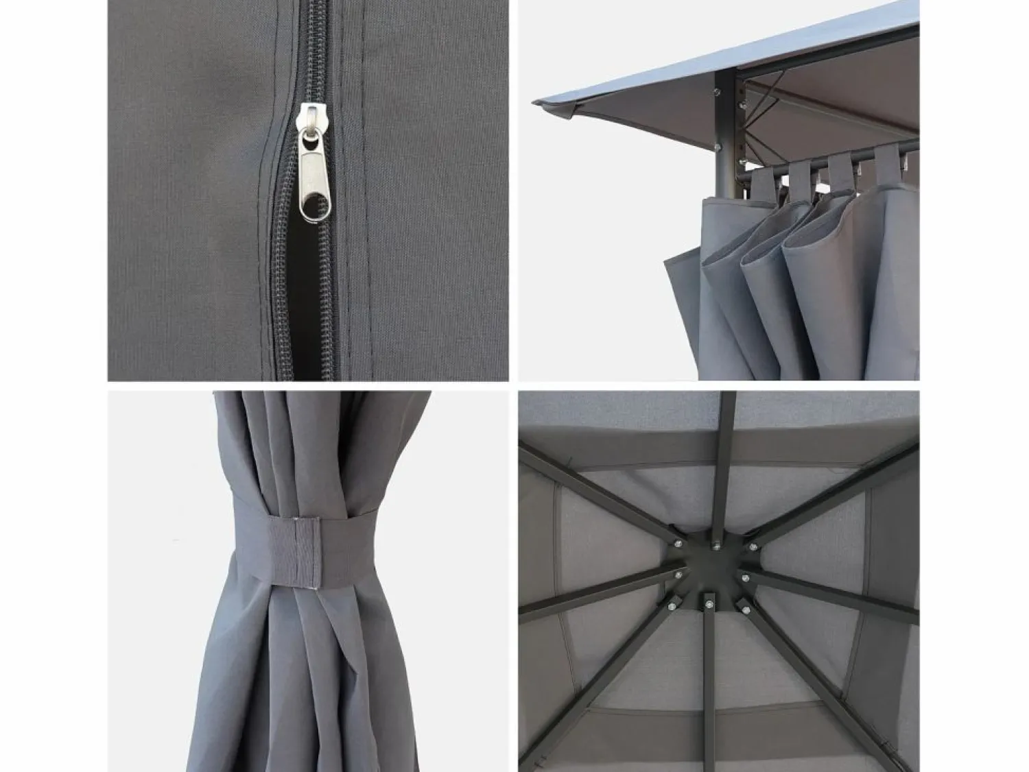 Outlet Sweeek Lona de techo + cortinas para pergola elusa 3x3m Gris