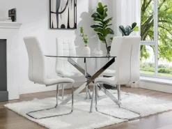 Outlet Vente-unique Lote 6 sillas NADYA - Piel sintética y metal Color Blanco