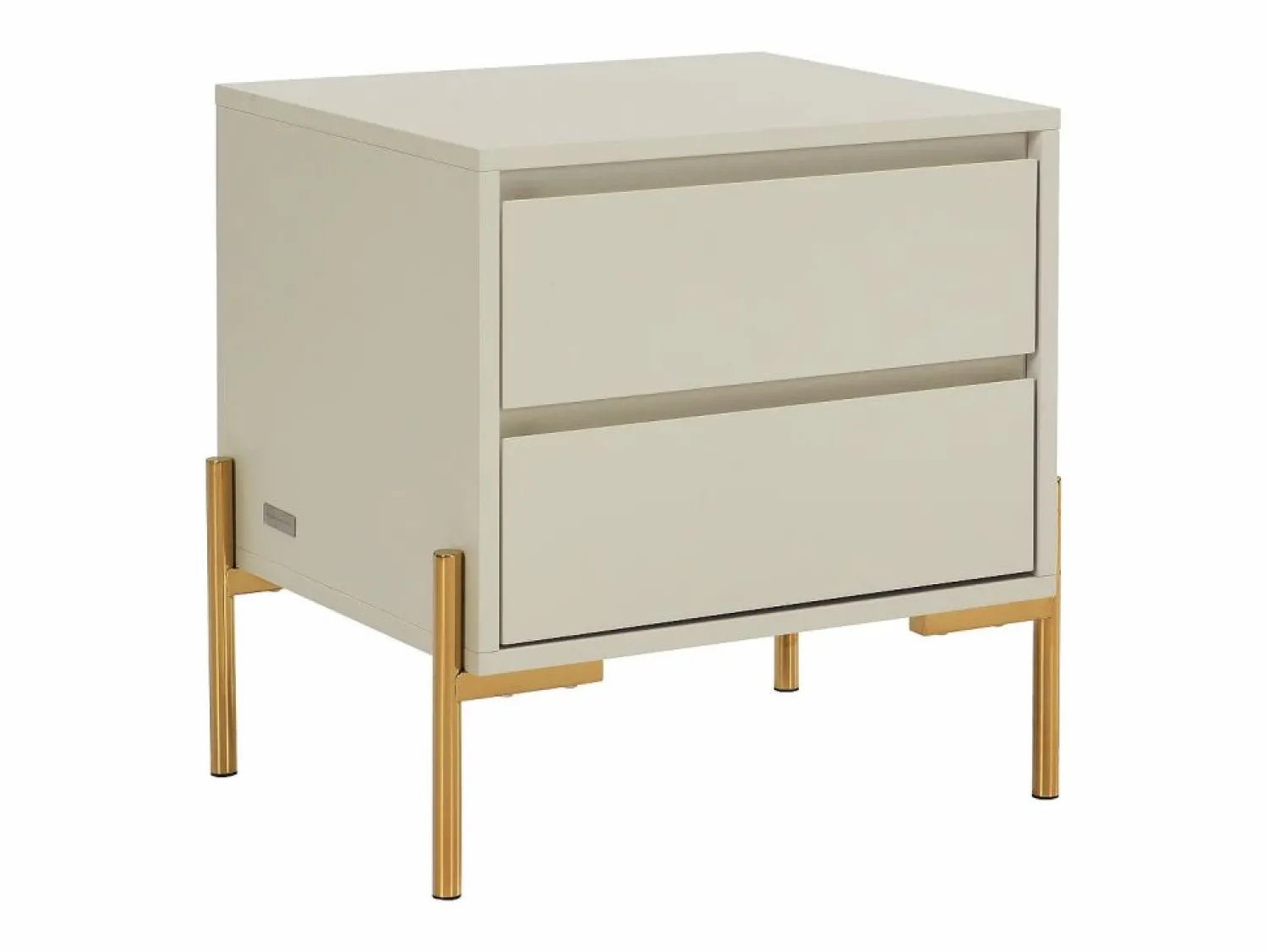 Outlet Vente-unique Lote de 2 mesitas de noche con 2 cajones en MDF y metal y dorado - KORASA Beige