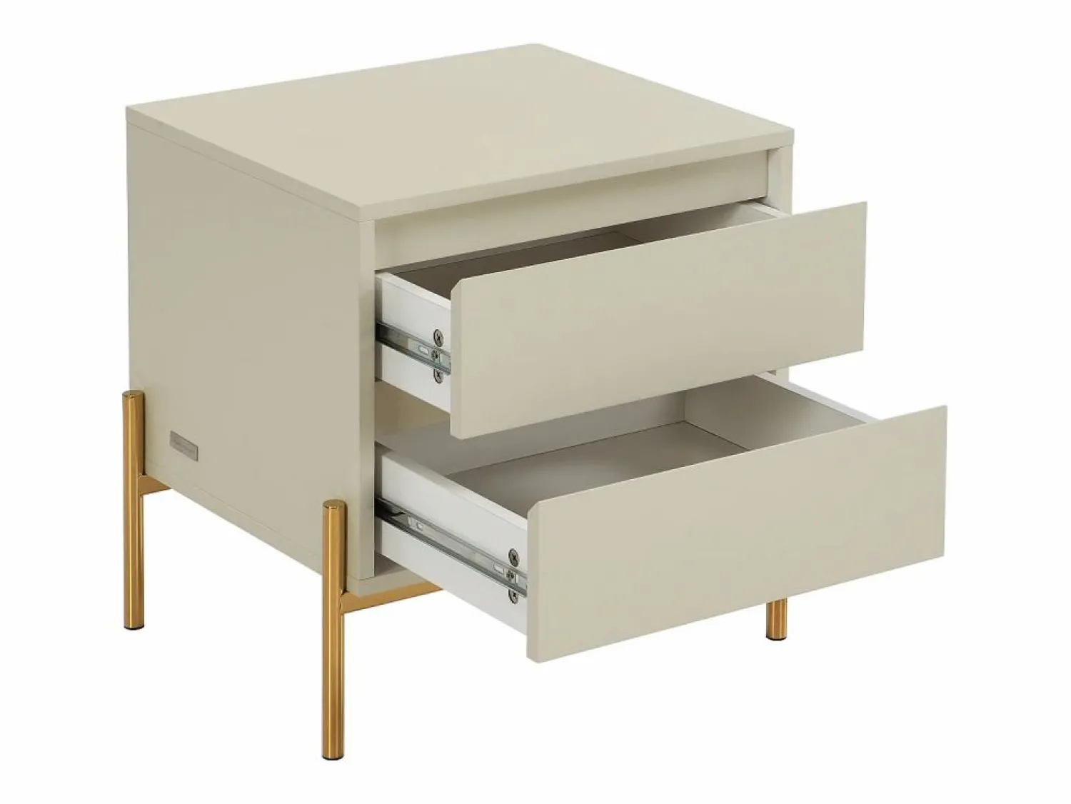 Outlet Vente-unique Lote de 2 mesitas de noche con 2 cajones en MDF y metal y dorado - KORASA Beige