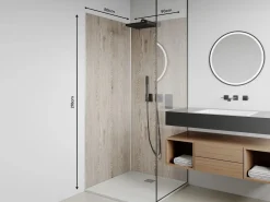 Vente-unique Lote de 2 paneles murales de ducha efecto madera clara aluminio 2 x L90 x Alt. 210 cm ENEKO