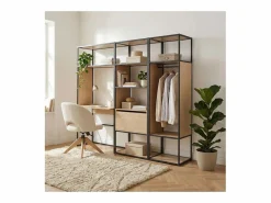 Lote de 3 percheros de madera y metal OSLO