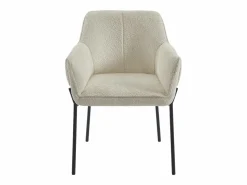Clearance Vente-unique Lote de 2 sillas con reposabrazos de tela de rizo y metal negro - - AKETI Crema