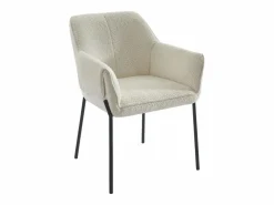 Clearance Vente-unique Lote de 2 sillas con reposabrazos de tela de rizo y metal negro - - AKETI Crema