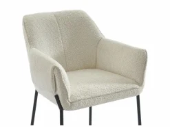 Clearance Vente-unique Lote de 2 sillas con reposabrazos de tela de rizo y metal negro - - AKETI Crema