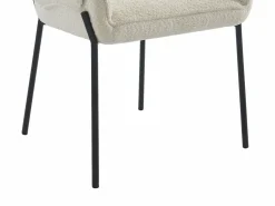 Clearance Vente-unique Lote de 2 sillas con reposabrazos de tela de rizo y metal negro - - AKETI Crema