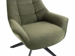 Discount Vente-unique Lote de 6 sillas con reposabrazos de tela y metal negro - - ZOLEVY Caqui