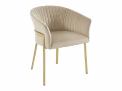 Hot Vente-unique Lote de 2 sillas con reposabrazos de terciopelo y metal dorado - - ZAOVA Beige