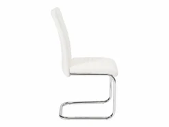 Kayelles Lote de 2 sillas de comedor de diseño, asiento de cuero sintético acolchado, pata cromada OPUS