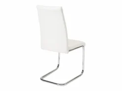 Kayelles Lote de 2 sillas de comedor de diseño, asiento de cuero sintético acolchado, pata cromada OPUS