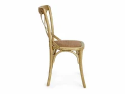 Sale Lote de 2 sillas de madera de olmo marrón y ratán natural - CROSS Marru00f3n
