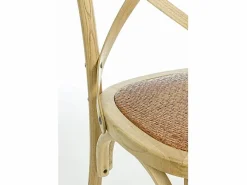 Sale Lote de 2 sillas de madera de olmo marrón y ratán natural - CROSS Marru00f3n