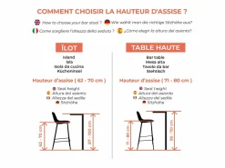 Online Rendez-Vous Déco Lote de 2 sillas para isla central de tela claro 67 cm - Victoria Gris