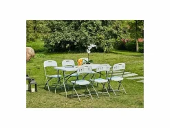 Best Lote de 2 sillas plegables blancas sin reposabrazos de acero con pintura en polvo 42x42x87 cm, estructura robusta Ø19 mm Silla Conferencia