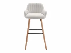 Sale Lote de 2 taburetes de bar de tela y patas de madera de haya - - ELEANA Muebles De Bar|Taburete Alto
