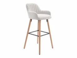 Sale Lote de 2 taburetes de bar de tela y patas de madera de haya - - ELEANA Muebles De Bar|Taburete Alto