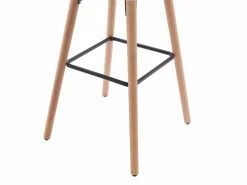 Sale Lote de 2 taburetes de bar de tela y patas de madera de haya - - ELEANA Muebles De Bar|Taburete Alto