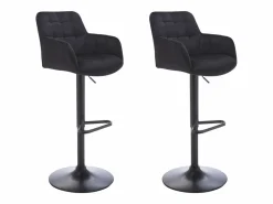 Outlet Lote de 2 taburetes de bar de terciopelo y metal - Altura ajustable - - PEGA Muebles De Bar|Taburete Alto