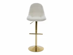 Outlet Lote de 2 taburetes de bar de tela rizada y metal dorado - - LOLY Muebles De Bar|Taburete Alto