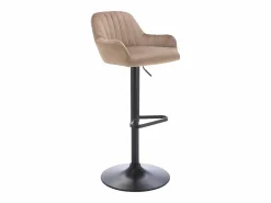 Hot Vente-unique Lote de 2 taburetes de bar de terciopelo y metal negro - Altura ajustable - - ELEANA Beige