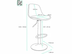 New Kayelles Lote de 2 taburetes de bar de diseño, asiento acolchado patchwork multicolor de tela, giratorio, altura ajustable SIG (patchwork gris) Gris / Blanco