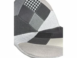 New Kayelles Lote de 2 taburetes de bar de diseño, asiento acolchado patchwork multicolor de tela, giratorio, altura ajustable SIG (patchwork gris) Gris / Blanco