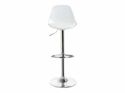 Kayelles Lote de 2 taburetes de bar de diseño, asiento con respaldo bajo, cojín de cuero sintético, giratorio, altura ajustable, base de cromo SIG (blanco)