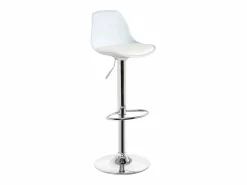 Kayelles Lote de 2 taburetes de bar de diseño, asiento con respaldo bajo, cojín de cuero sintético, giratorio, altura ajustable, base de cromo SIG (blanco)