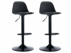 Best Vente-unique Lote de 2 taburetes de bar de polipropileno y metal - - XAFY Negro