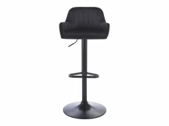 Sale Vente-unique Lote de 2 taburetes de bar de terciopelo y metal - Altura ajustable - - ELEANA Negro