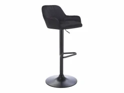 Sale Vente-unique Lote de 2 taburetes de bar de terciopelo y metal - Altura ajustable - - ELEANA Negro