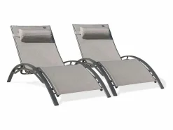 Outlet Dcb Garden Lote de 2 tumbonas de aluminio y lona plastificada Gris