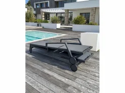 Paris Garden Lote de 2 tumbonas de aluminio y lona plastificada