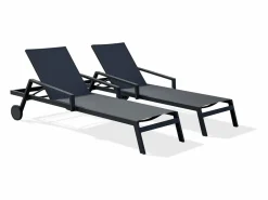 Paris Garden Lote de 2 tumbonas de aluminio y lona plastificada